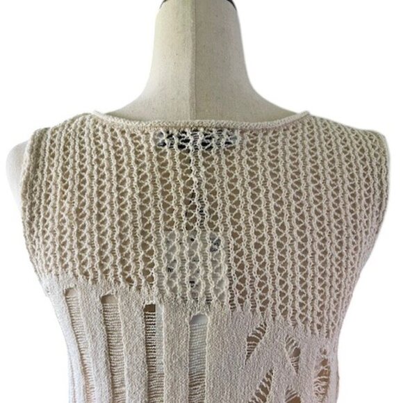 Zara Knitted Side Cutout Crochet Sweater Tank Top Sleeveless Cream Ivory M NWT - Picture 12 of 16